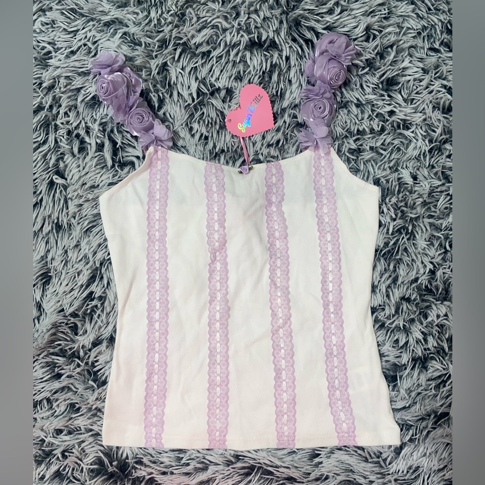 Sugar thrillz White and purple Floral top